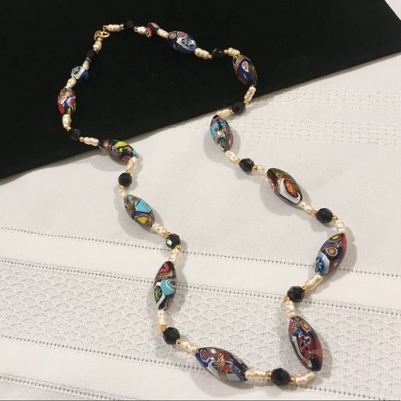 Vintage Murano Glass And Saltwater Pearl Necklace - Picture 2 of 6